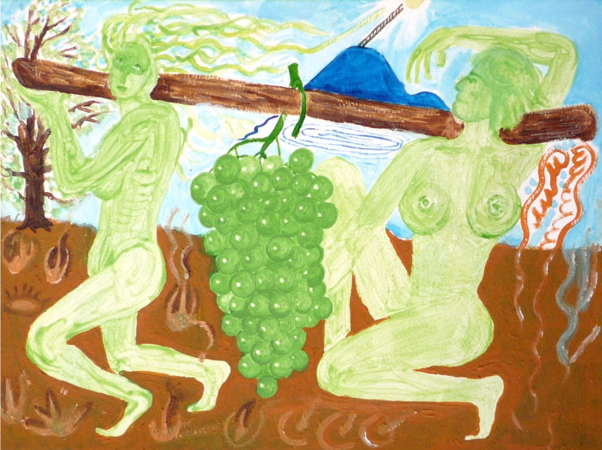 Jan Karpíšek: Víno I, akvarel na papíře, 25,5 x 35 cm, 2007