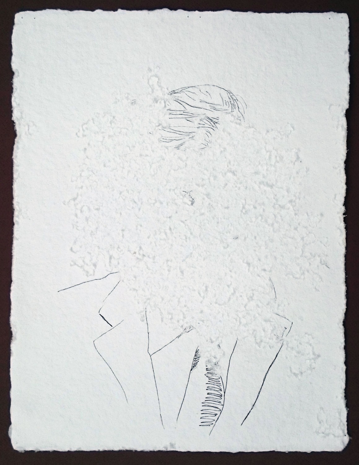 Donald Trump #2, honeybees interaction / ink on handmade paper, cca 39x40 cm, 2016