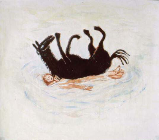 Jan Karpíšek: Sen, tempera na papíře, 55x63 cm, 2001