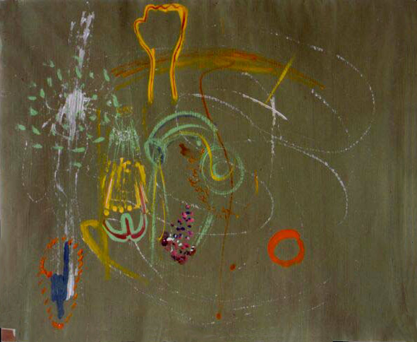 Lpění-Sex, tempera na papíře, 51x63 cm, 2001