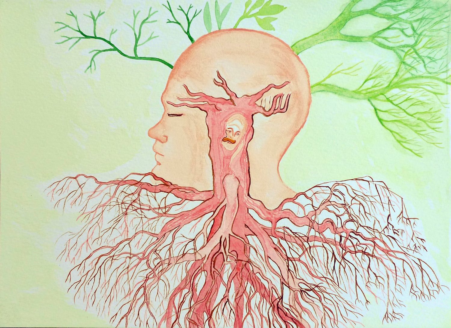 Jan Karpíšek: Kabát - kořeny, akvarel na papíře, 21x30 cm, 2014