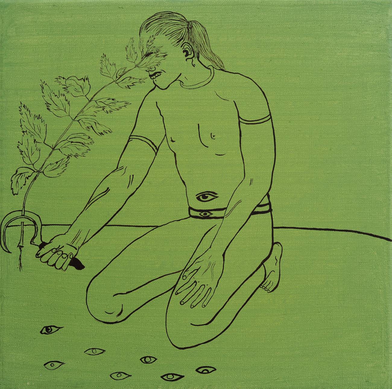 Jan Karpíšek: With Nettle Against Head, acryl on canvas, 50x50 cm, 2011