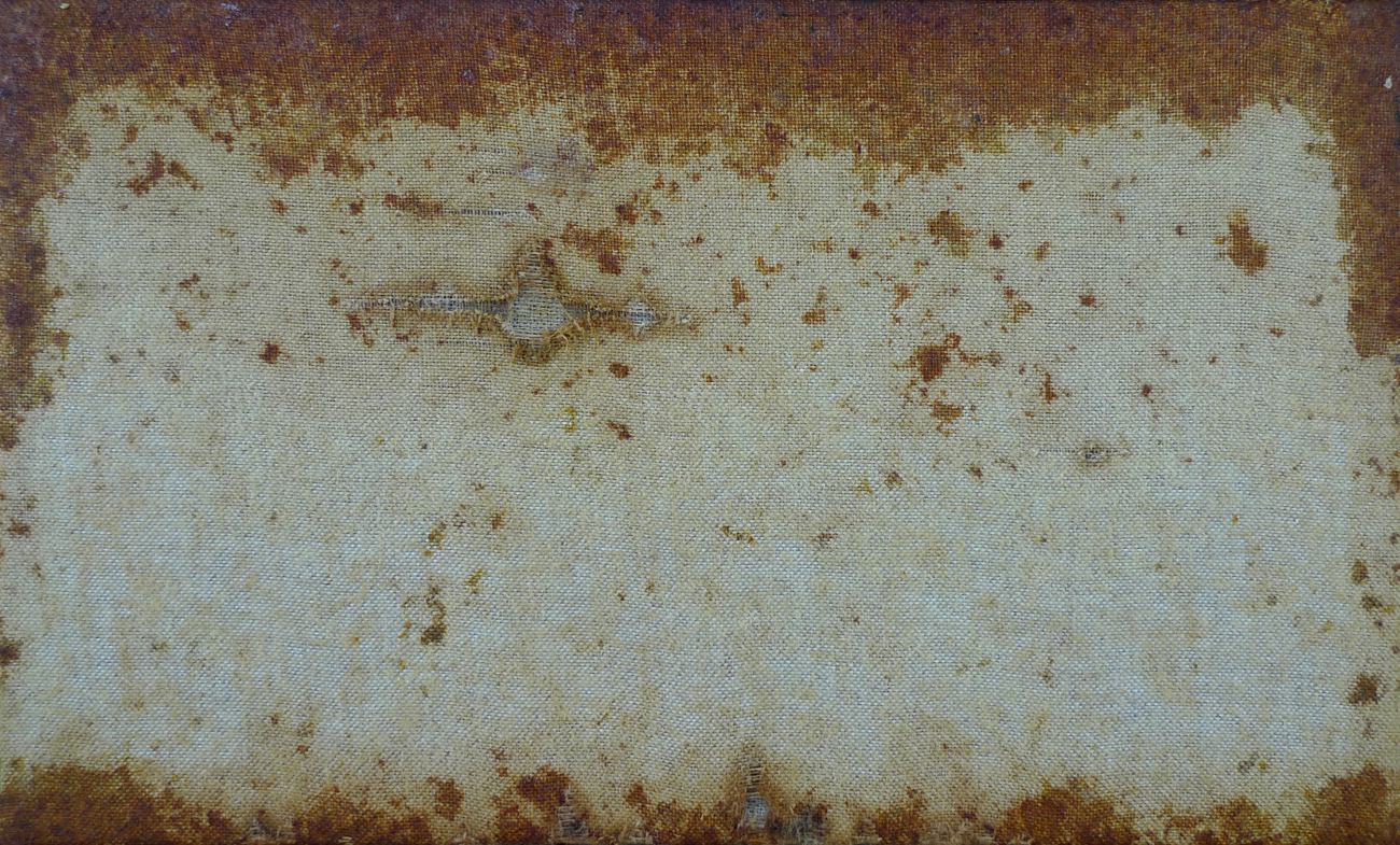 Jan Karpíšek: The Flying Saucer, bee propolis on canvas, 24x39 cm, 2011