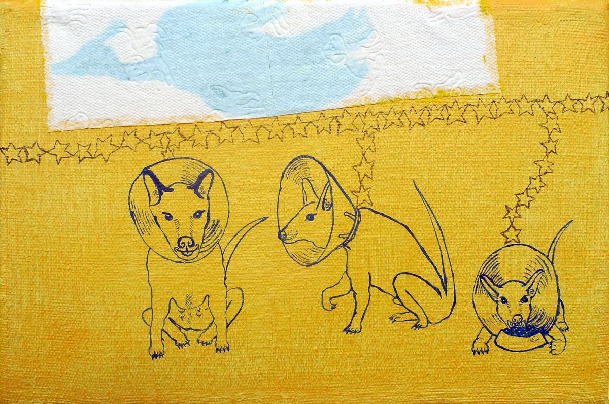 Jan Karpíšek: The Limitation, dog-embossed toilet paper and acryl on canvas, 20x30 cm, 2011, benefit project