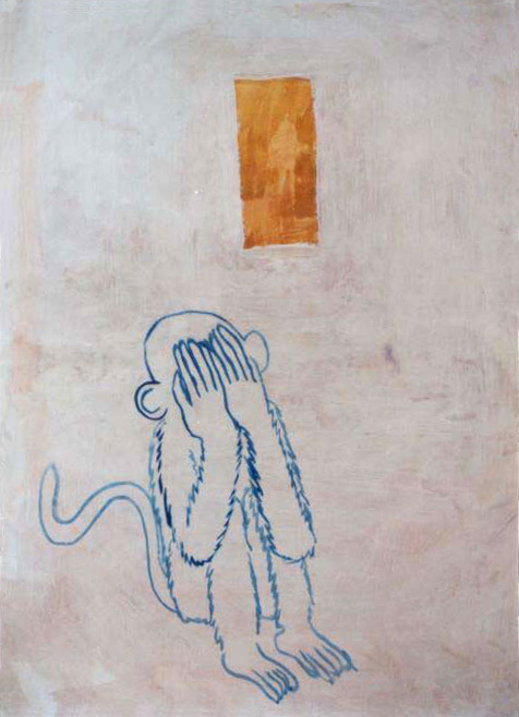 Mysl, tempera na papíře, 83x60 cm, 2001, soukromá sbírka, Česká republika