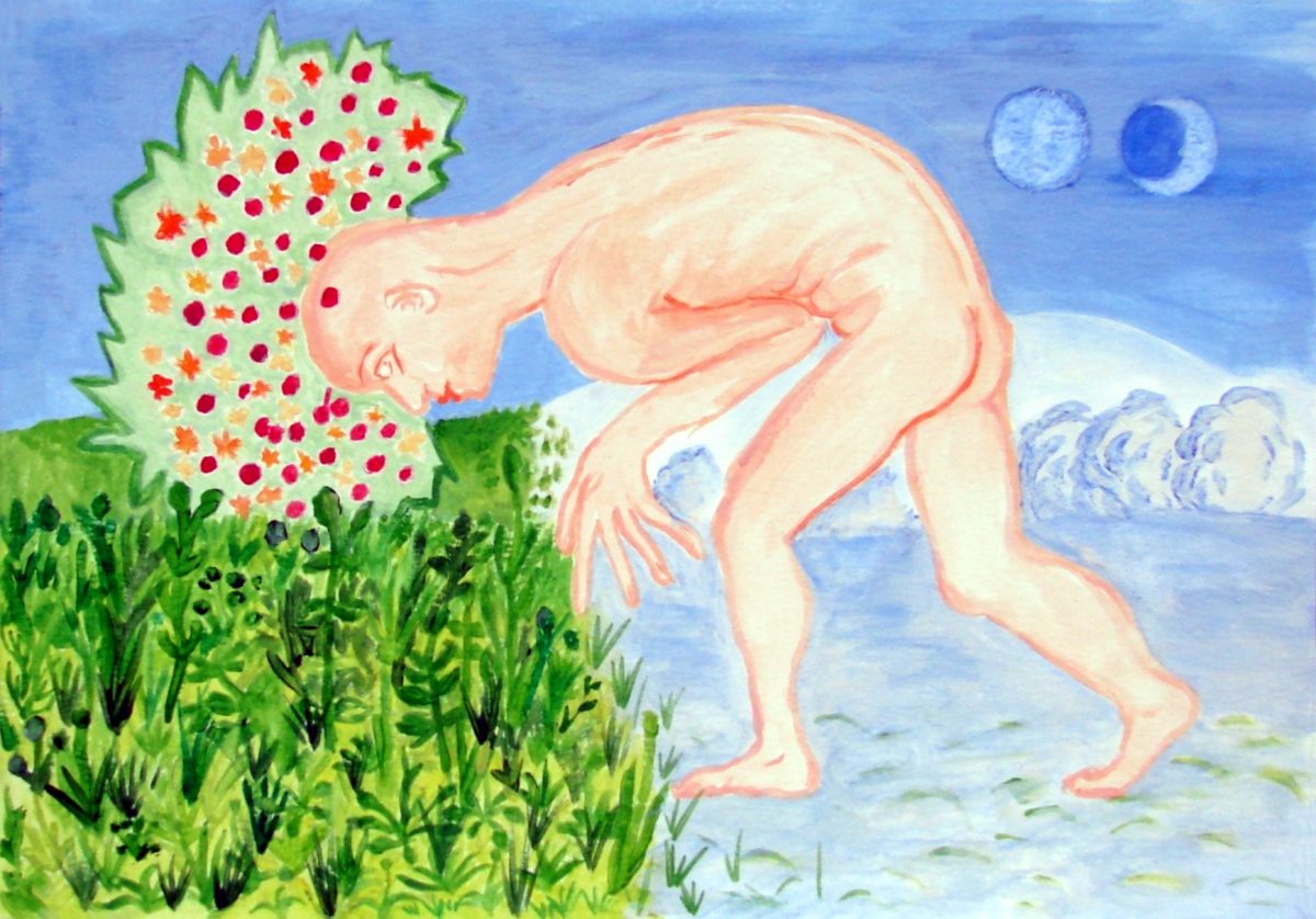 Jan Karpíšek: O předjímání, akvarel na papíře, 21x29 cm, 2006