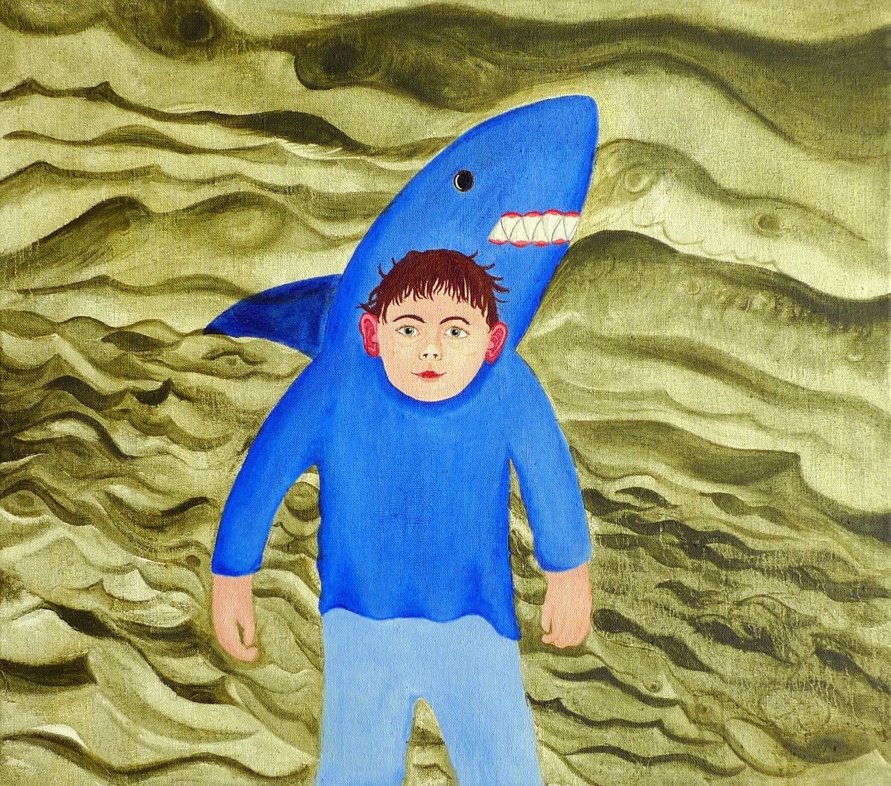 Jan Karpíšek: Sen o žraločím kostýmu, olej na plátně, 60x70 cm, 2012, benefiční dar časopisu Ateliér