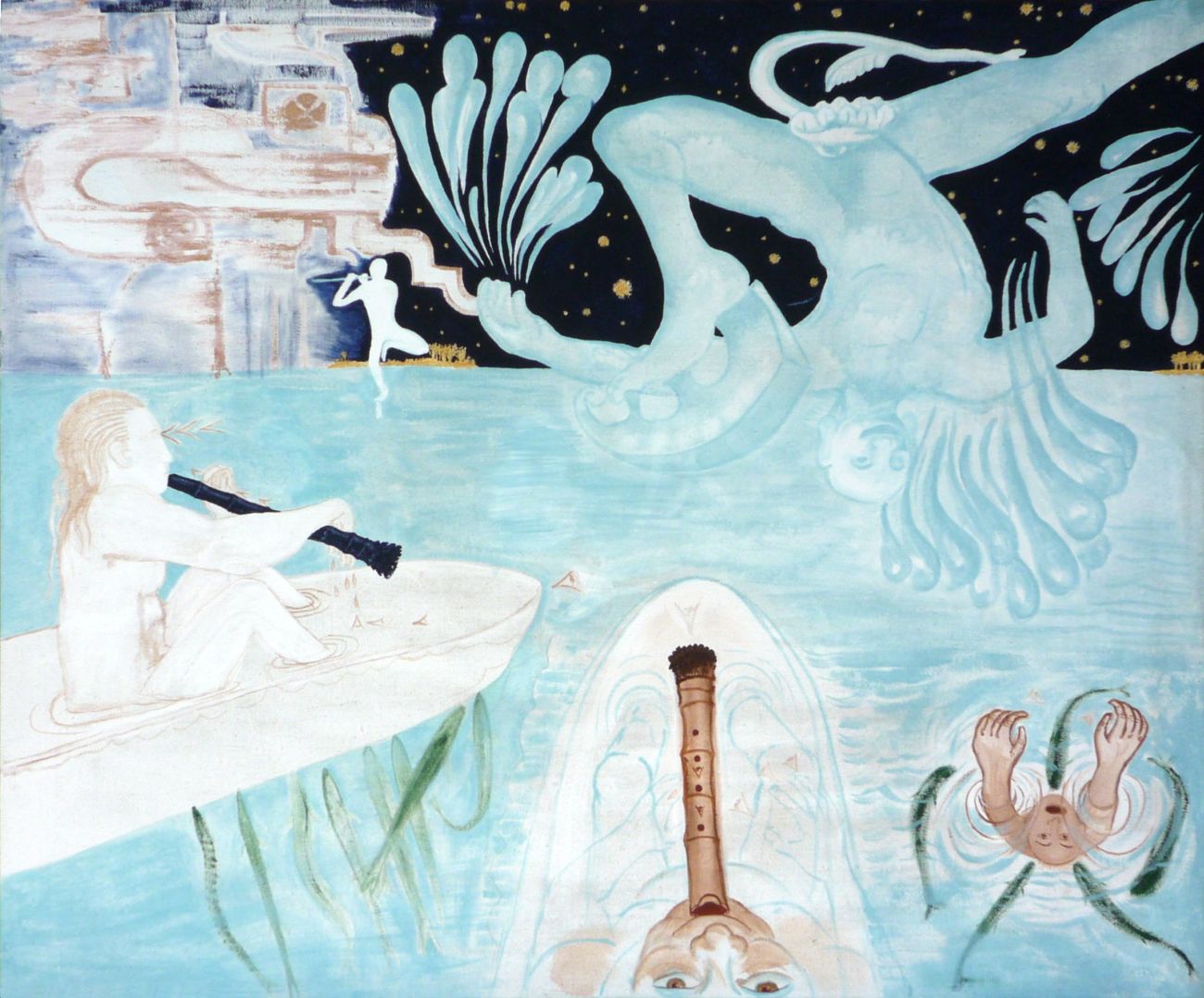 Jan Karpíšek: Šakuhači freestyle, akryl na plátně, 135x160 cm, 2008