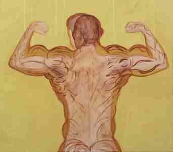 Back (Time of Bodybuilder), oil on canvas, 110x125 cm, 2005, graduation artwork, sold in a benefit auction
