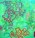 Tracking In Green, acrylics on canvas, 135x125 cm, 2005