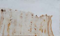 Útes, kombinovaná technika na plátně, včelí dílo z propolisu, 24x39 cm, 2011