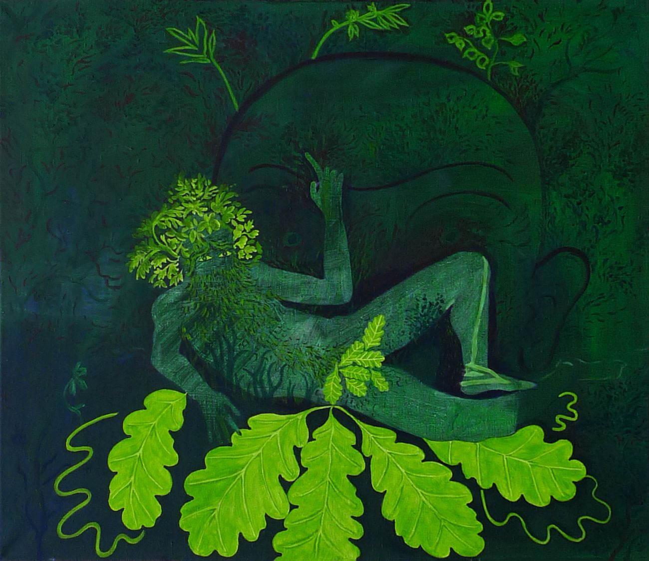 Jan Karpíšek: The Green Man, acryl on canvas, 95x110 cm, 2012