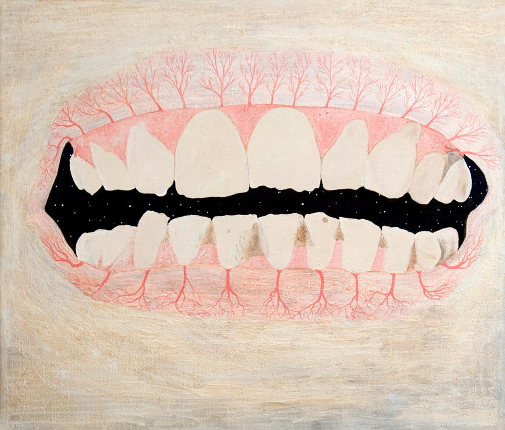 Jan Karpíšek: The Teeth, combined technique on canvas, 50x60 cm, 2012, private collection, Czech Republic