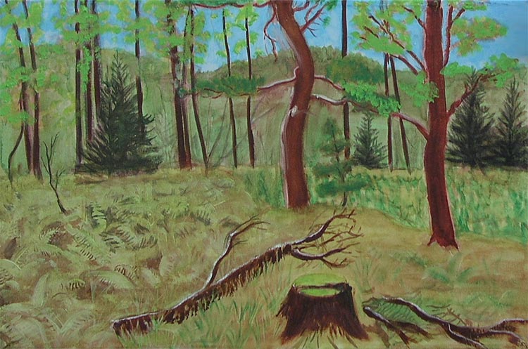 Jan Karpíšek: Wood for Mr. Bieberle, oil on canvas, 2004