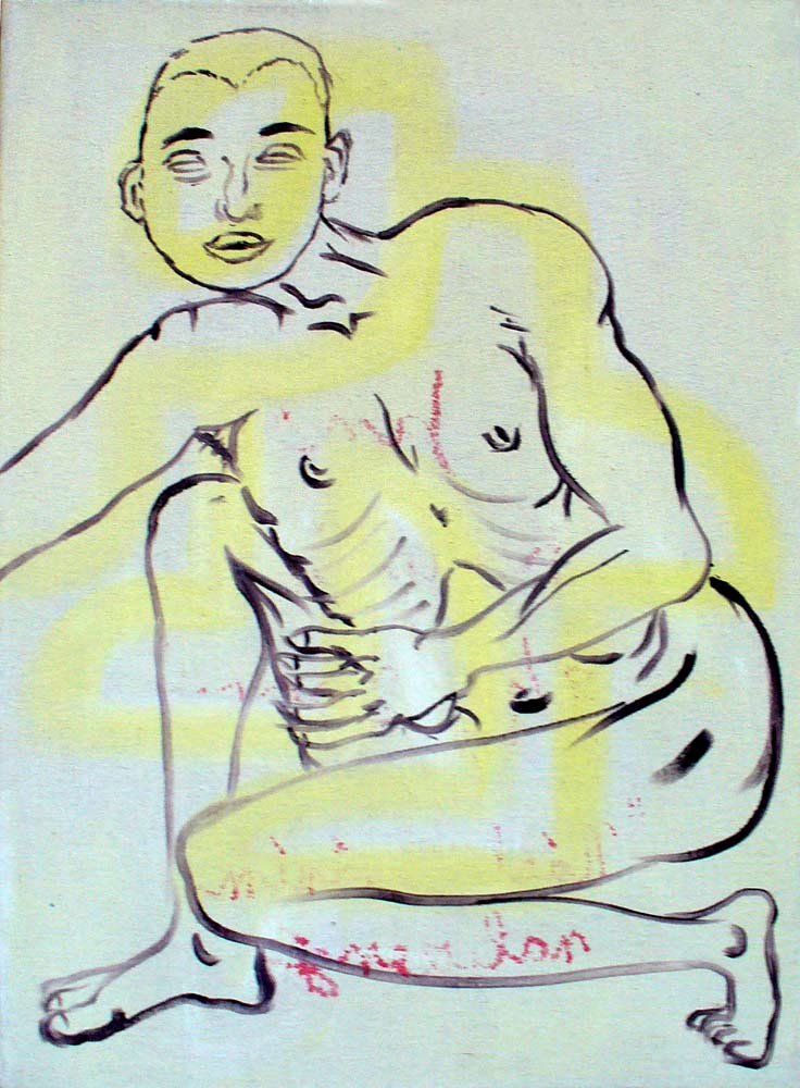 Jan Karpíšek: Následováním nalezený, akryl na plátně, 56x43 cm, 2005