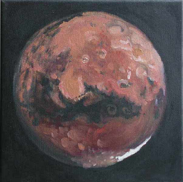 Jan Karpíšek: Mars č.8 (Planeta Mars), olej na plátně, 20x20 cm, 2004