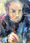 obraz - malba, Lubor Drgáč: Autoportrét v modrém