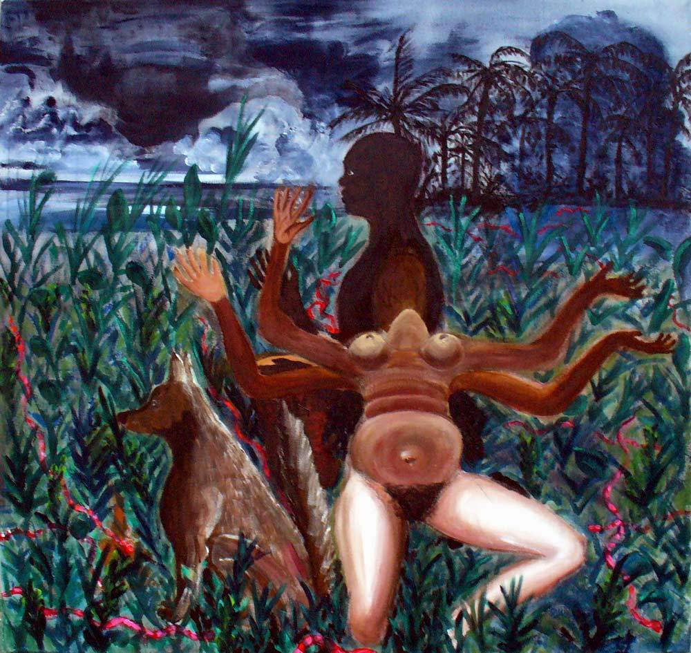 Jan Karpíšek: Africký archetyp, akryl na plátně, 95x100 cm, 2006