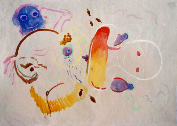 Bodhidharma a myši, tempera na papíře, 60x82 cm, 2001