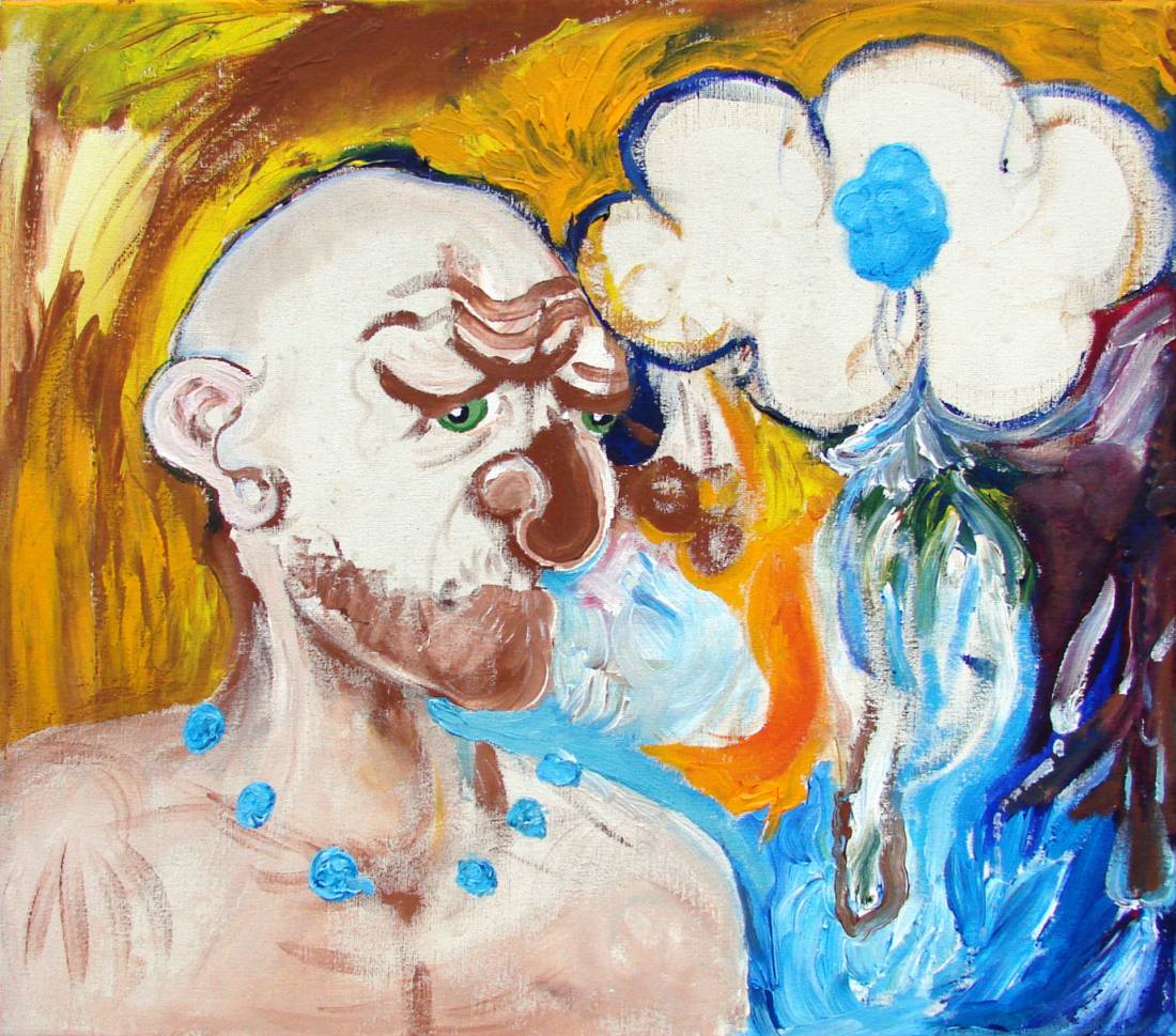 Jan Karpíšek: People Always Think About Something, acryl on canvas, 50x55 cm, 2007, private collection, Czech Republic