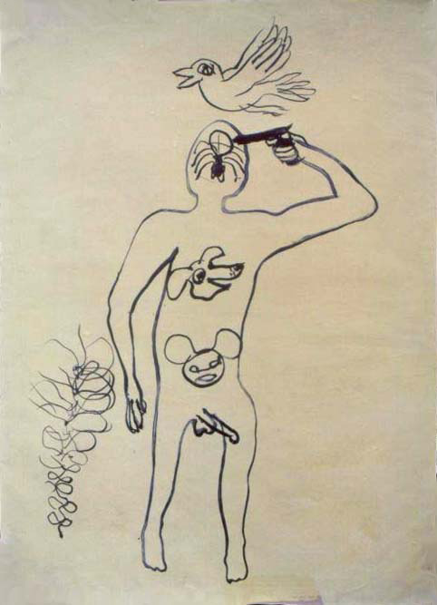 Jan Karpíšek: Negativní emoce, tempera na papíře, 83x60 cm, 2001, soukromá sbírka, USA