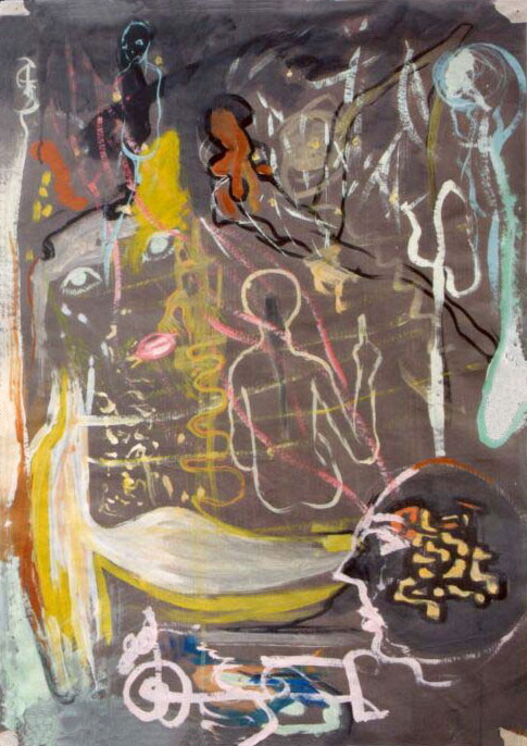 Fenomény, tempera na papíře, 82x59 cm, 2001