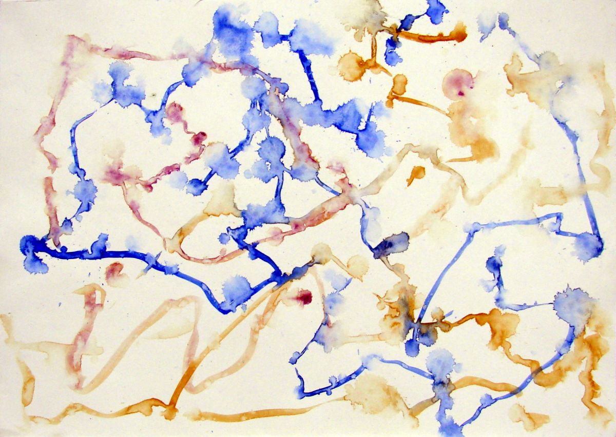 Jan Karpíšek: Together with the Rain no.2, watercolor on paper created outside during the rain, 21x29 cm, 2006