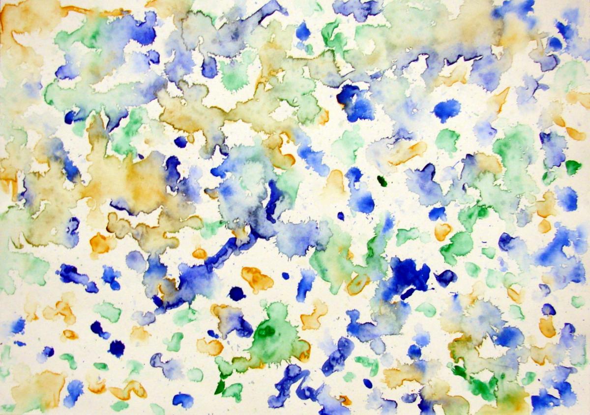Jan Karpíšek: Together with the Rain no.4, watercolor on paper created outside during the rain, 21x29 cm, 2006