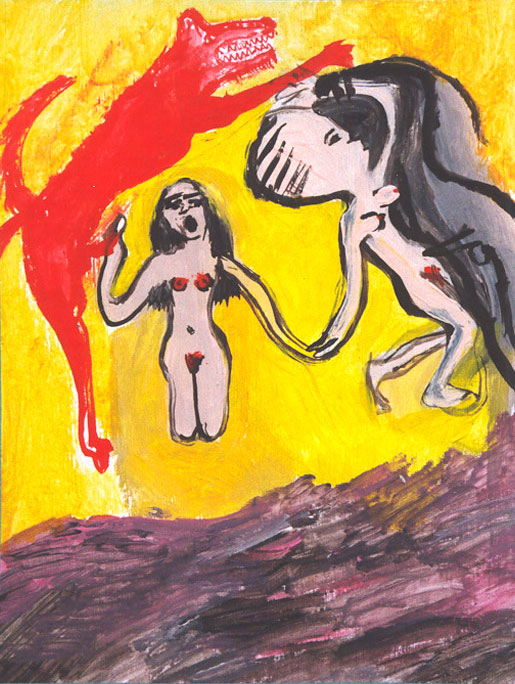 Hrozba ženám, akryl, 2002