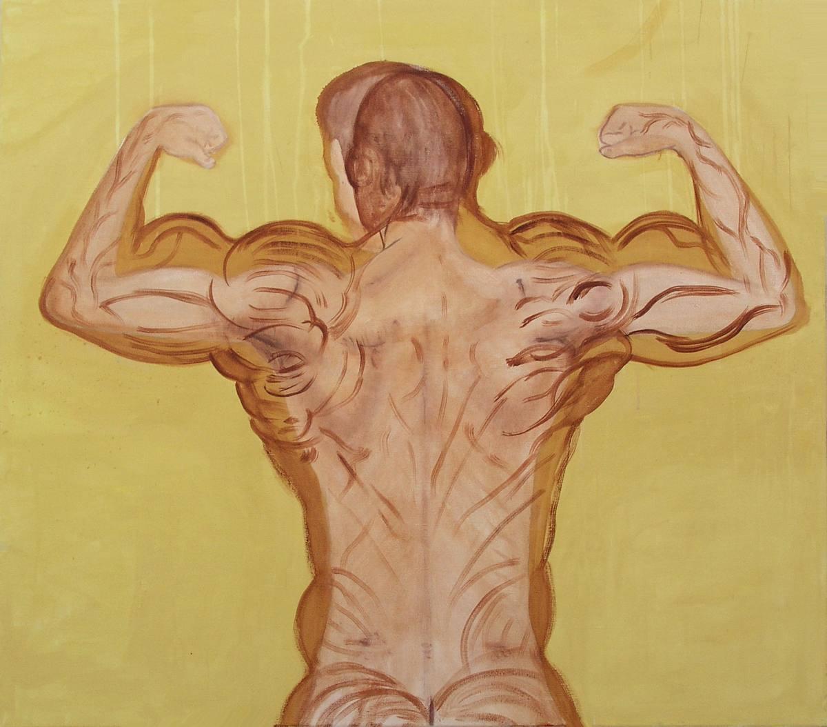 Jan Karpíšek - Graduation artwork: Back (Time of Bodybuilder), oil on canvas, 110x125 cm, 2005