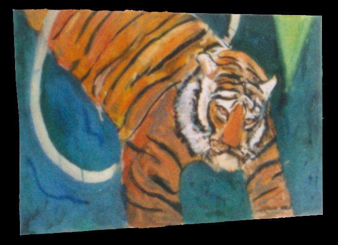 Tygři, tempera na papíře, 2002