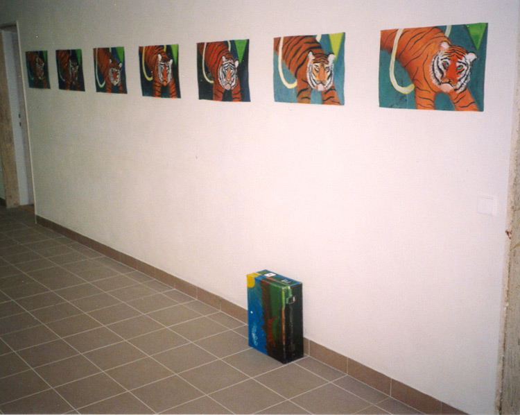 The Tigers, tempera on paper, semester work in atelier Performance at FaVU, Karpíšek, May 2002