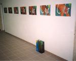 Tygři, tempera na papíře, klauzury v atelieru Performance na FaVU, Karpíšek, květen 2002