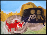 Psi a děti, akryl, 2002