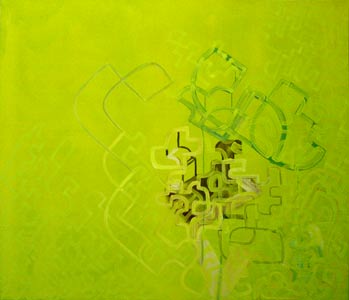 Stopování 2 (V prostoru), akryl na plátně, 2005