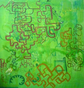 Stopování v zelené, akryl na plátně, 2005