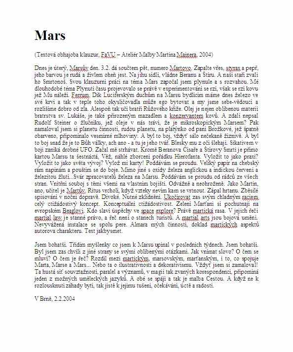 Jan Karpíšek: Text Mars, 2004